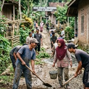 Kerja Bakti di Desa Nol Derajat